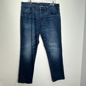 Bonobos Jeans Mens 35x32 Blue Medium Wash Whiskered Denim Cotton Straight Leg